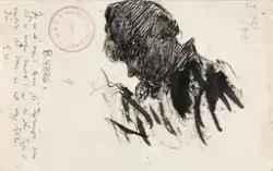 Kvinnehode i profil [Tegning]