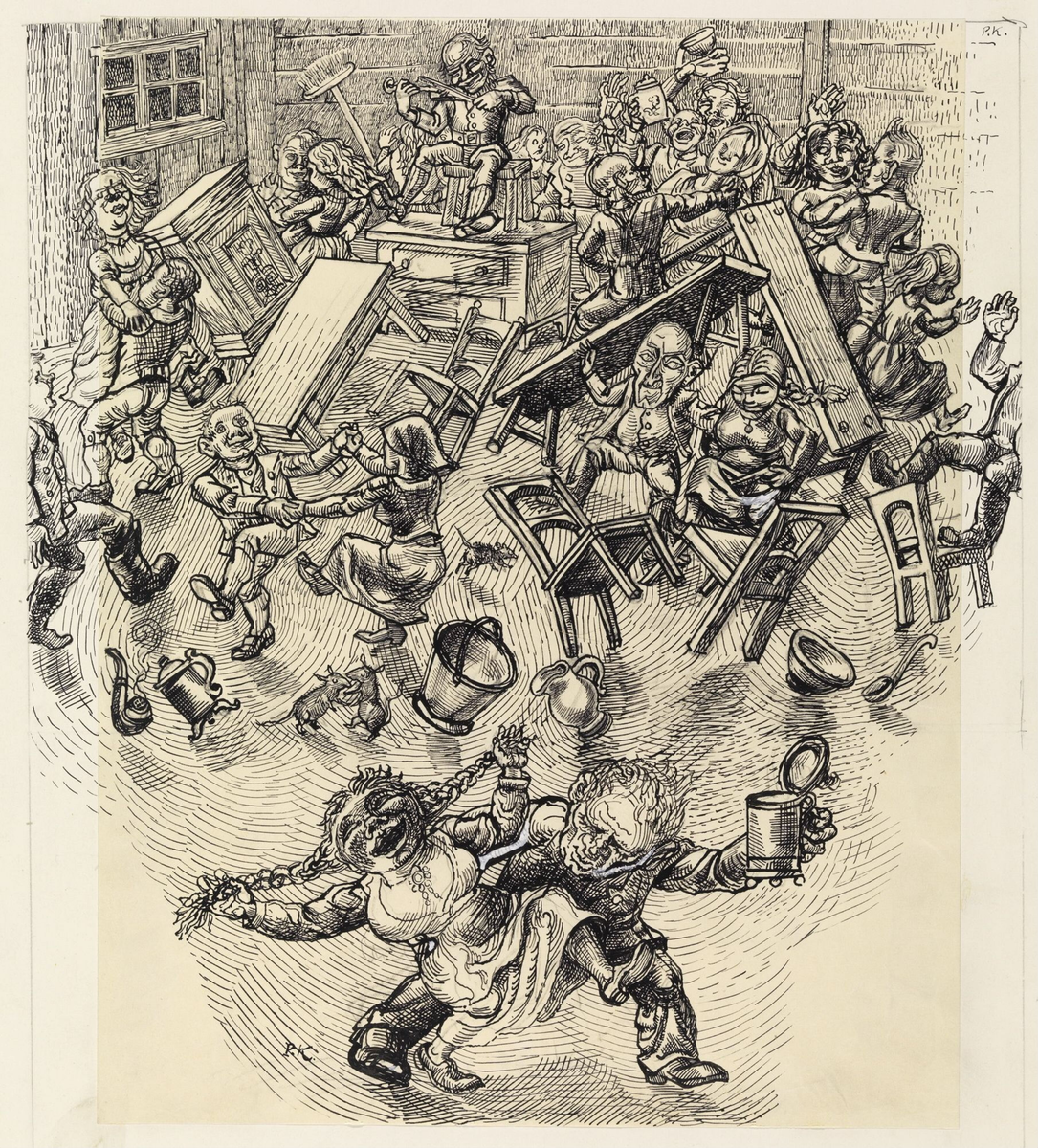 Illustrasjon til "Tuftefolket på Sandflæsa", P. Chr. Asbjörnsen og J. Moe, Samlede eventyr, 1936 [Tegning]
