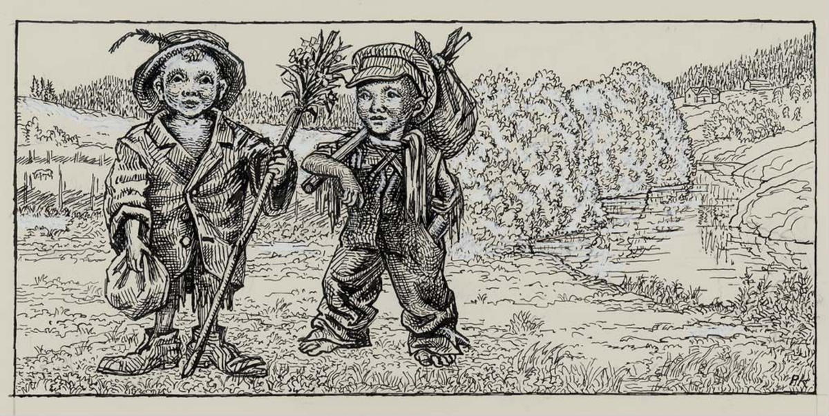 Illustrasjon til "Lillekort",  P. Chr. Asbjörnsen og J. Moe, Samlede eventyr, 1936 [Tegning]