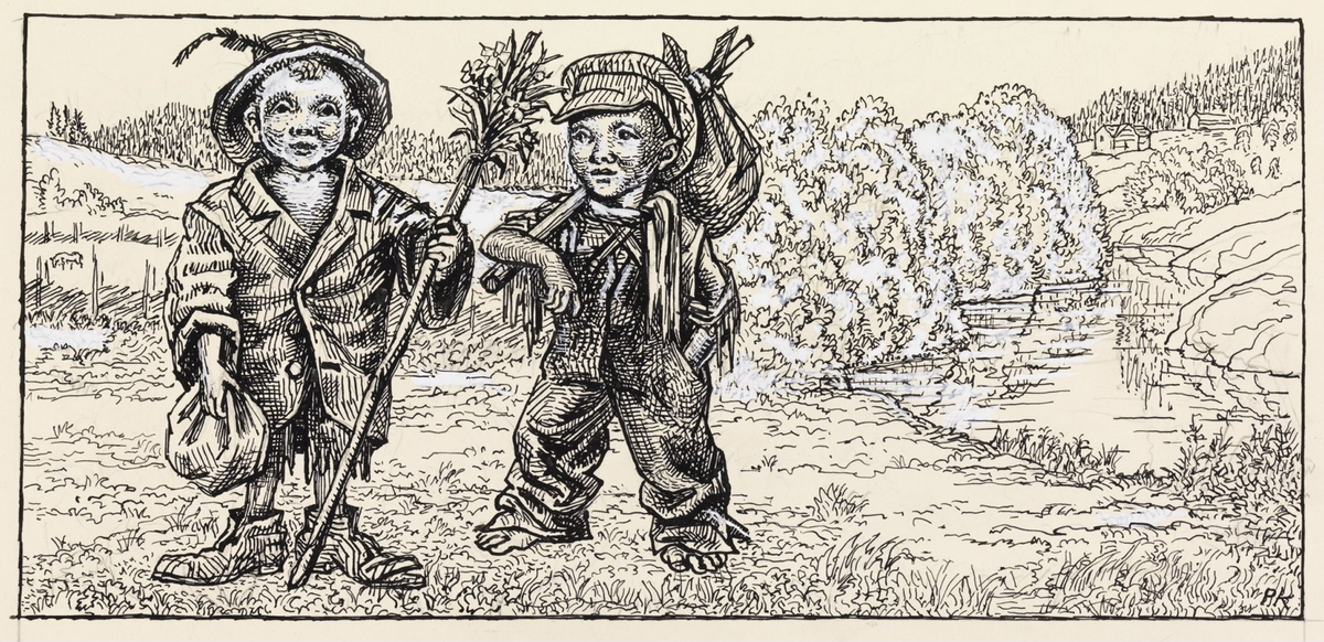 Illustrasjon til "Lillekort",  P. Chr. Asbjörnsen og J. Moe, Samlede eventyr, 1936 [Tegning]