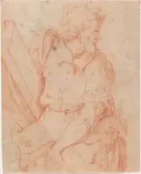 Mann som bærer en planke [Tegning]