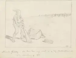 Da ble han arg, reiste seg, tok storklubben og slo i bakken 