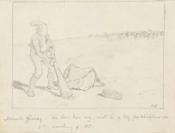 Da ble han arg, reiste seg, tok storklubben og slo i bakken 