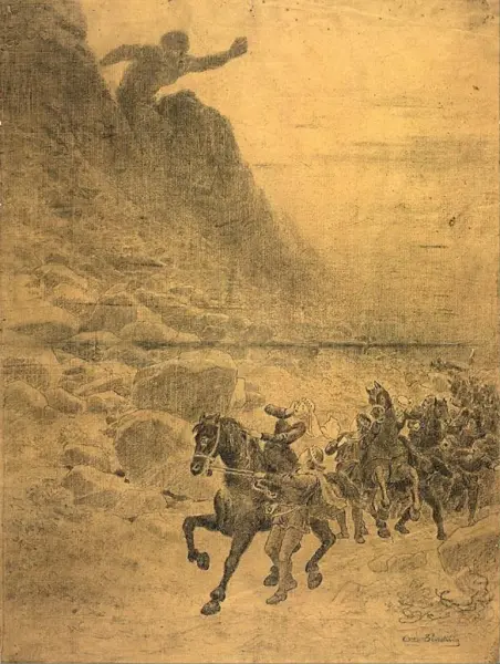 Da kom risen ut og fikk se dem [Tegning]