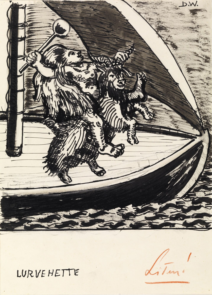 Illustrasjon til "Lurvehette", P. Chr. Asbjörnsen og J. Moe, Samlede eventyr, 1936 [Tegning]