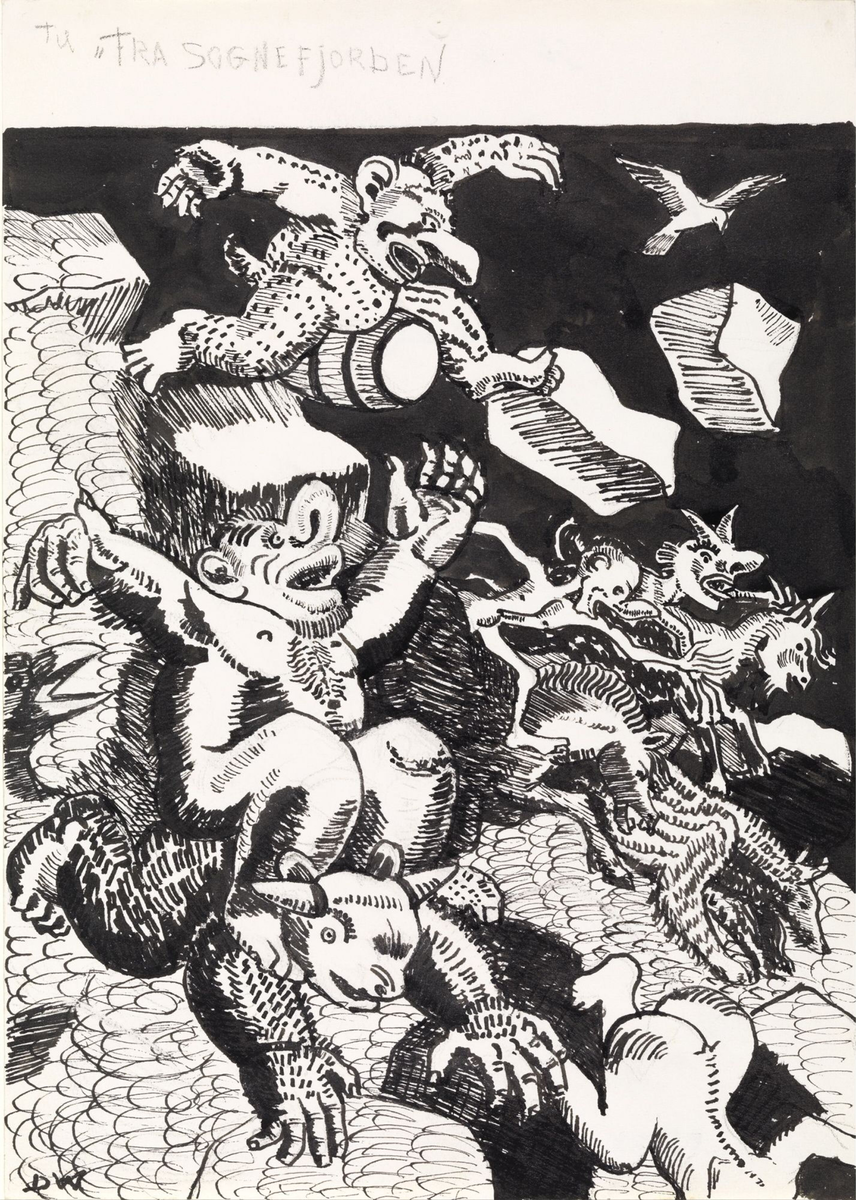 Illustrasjon til "Fra Sognefjorden", P. Chr. Asbjörnsen og J. Moe, Samlede eventyr, 1936 [Tegning]