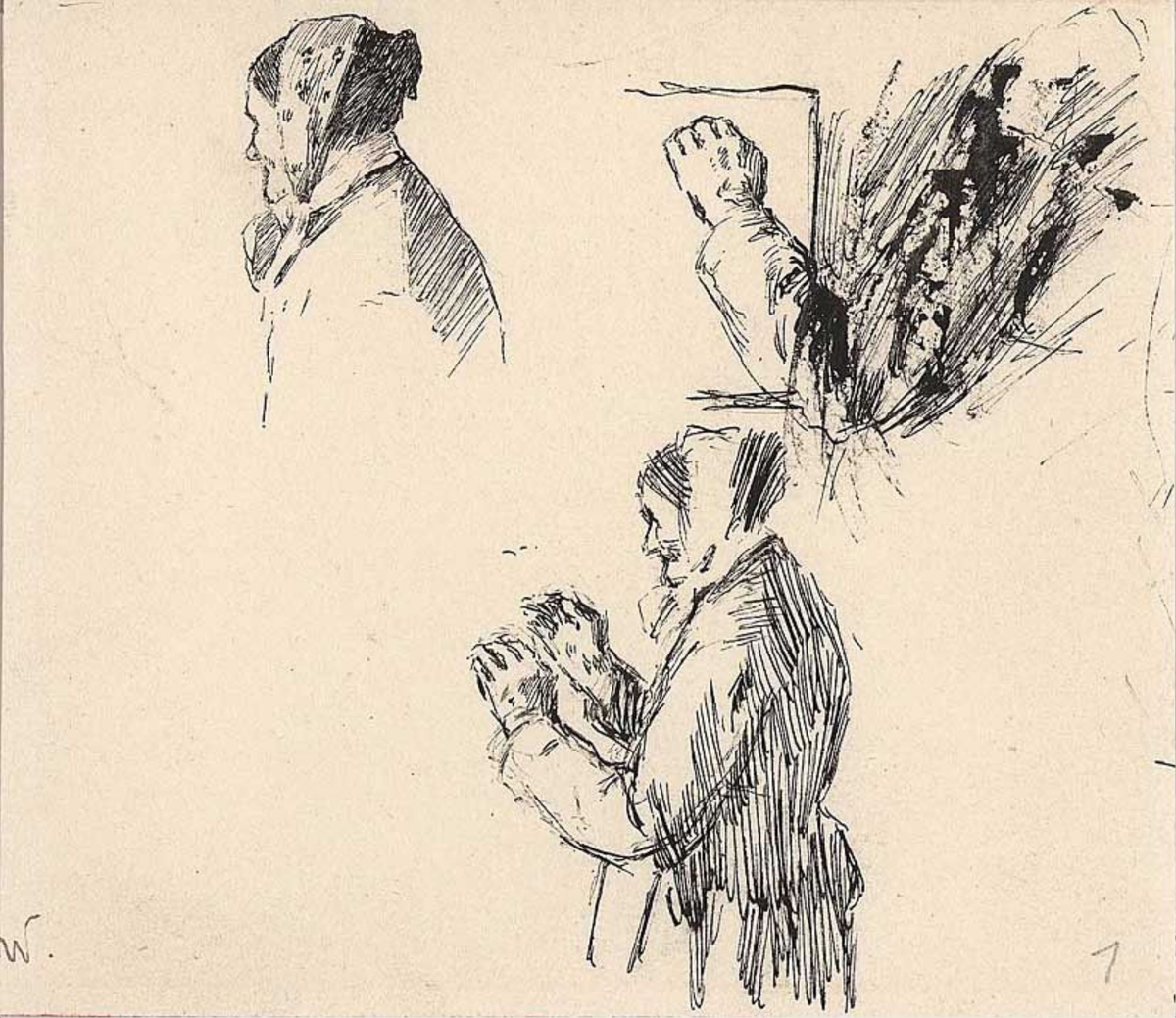 Studier av eldre kone [Tegning]