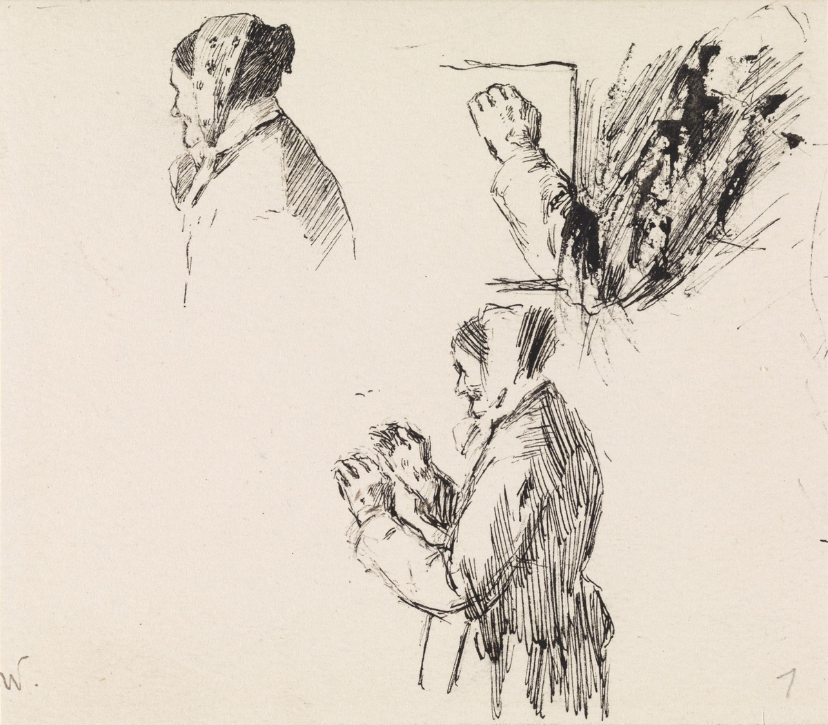 Studier av eldre kone [Tegning]