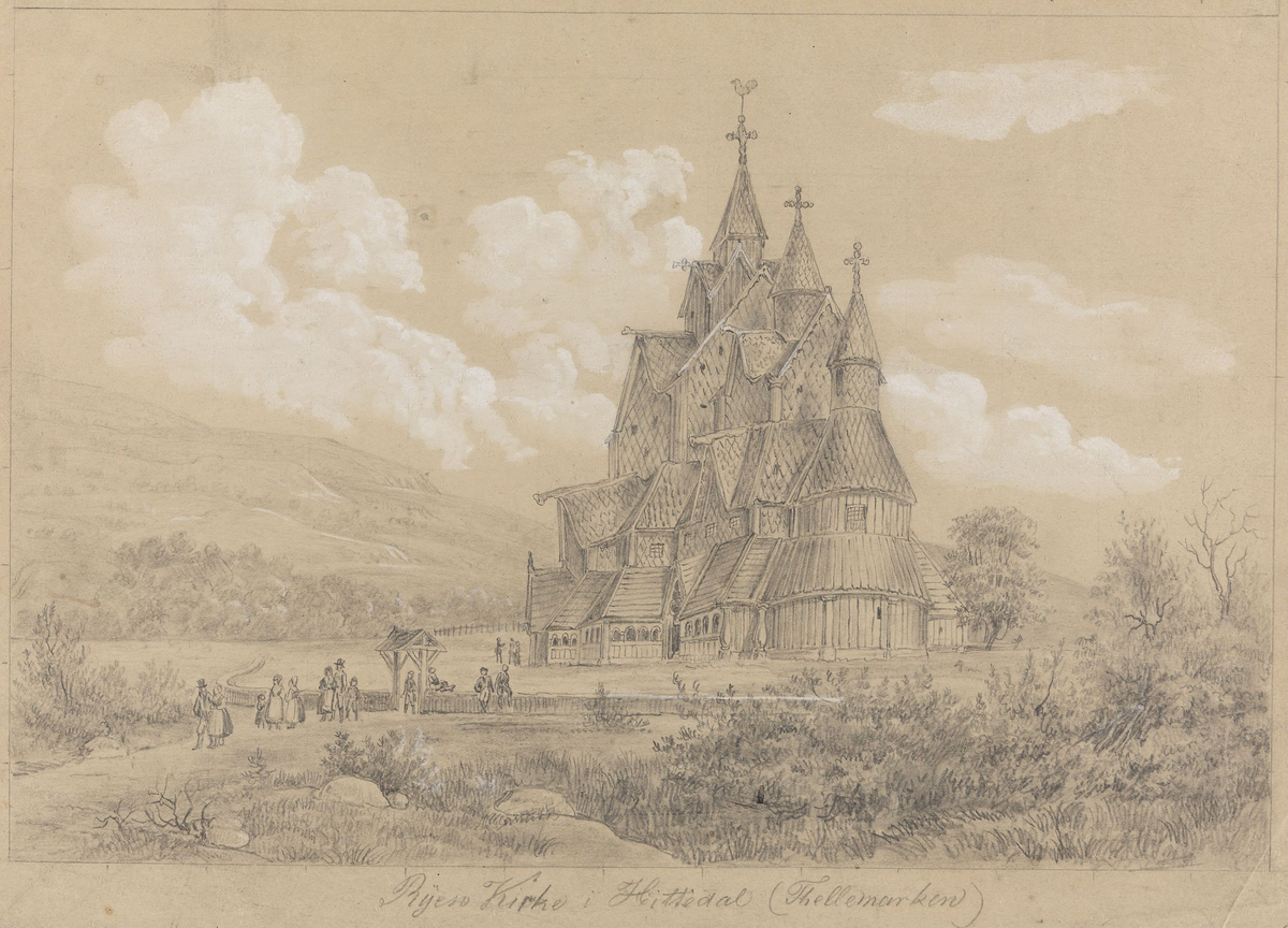 Heddal stavkirke. Etter Hj. Kjerulf [Tegning]