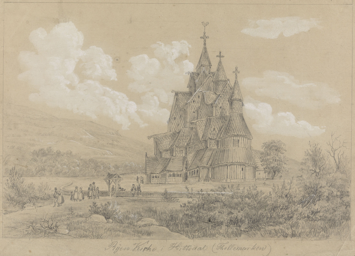 Heddal stavkirke. Etter Hj. Kjerulf [Tegning]