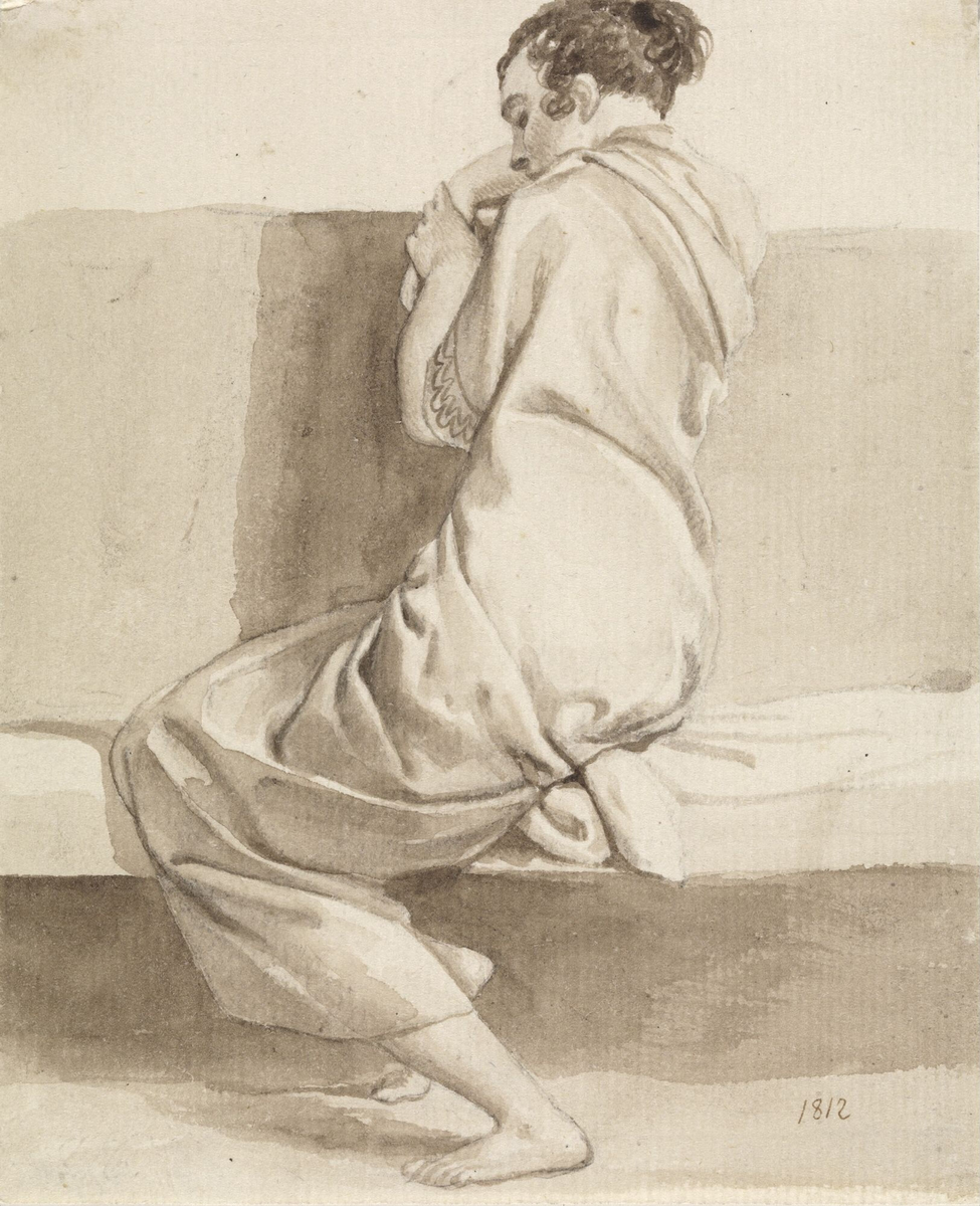 Sittende kvinne  [Tegning]