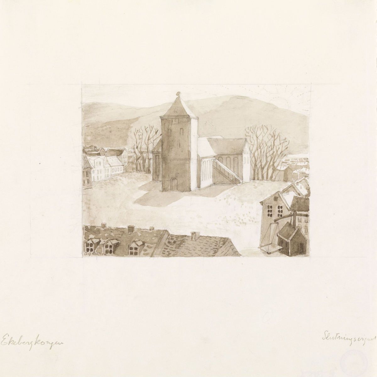 Illustrasjon til "Ekebergkongen", P. Chr. Asbjörnsen og J. Moe, Samlede eventyr, 1936 [Tegning]
