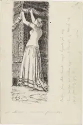 Hun staset ut skapet igjen med blomster og kranser [Tegning]