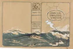 Jonas Lie: Samlede værker, forarbeid til bokbind [Tegning]