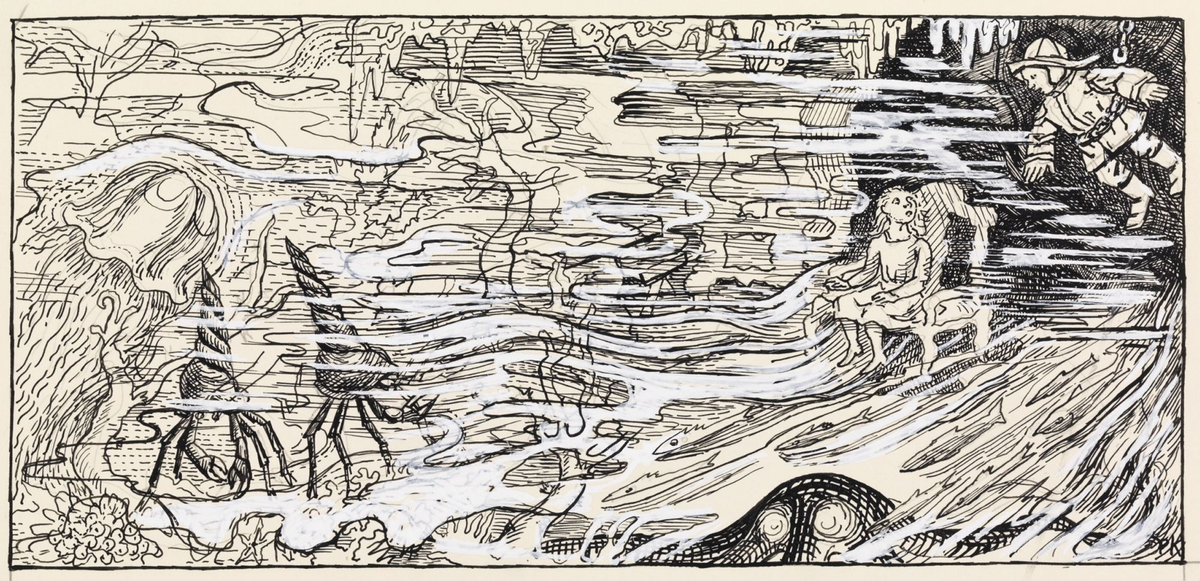 Illustrasjon til "Lillekort",  P. Chr. Asbjörnsen og J. Moe, Samlede eventyr, 1936 [Tegning]