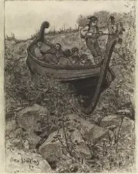 Skibet som gikk like godt til lands som til vanns [Tegning]