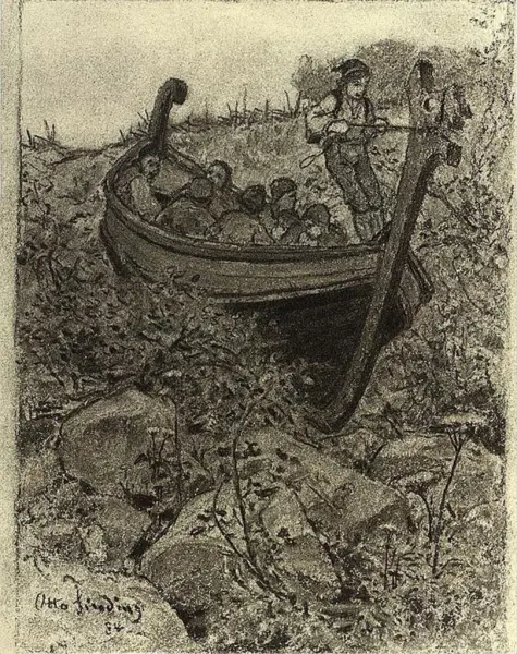 Skibet som gikk like godt til lands som til vanns [Tegning]