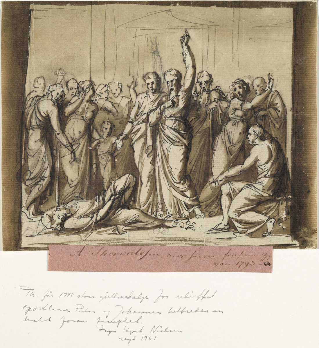 Peter og Johannes helbreder en lam mann foran tempelets port [Tegning]