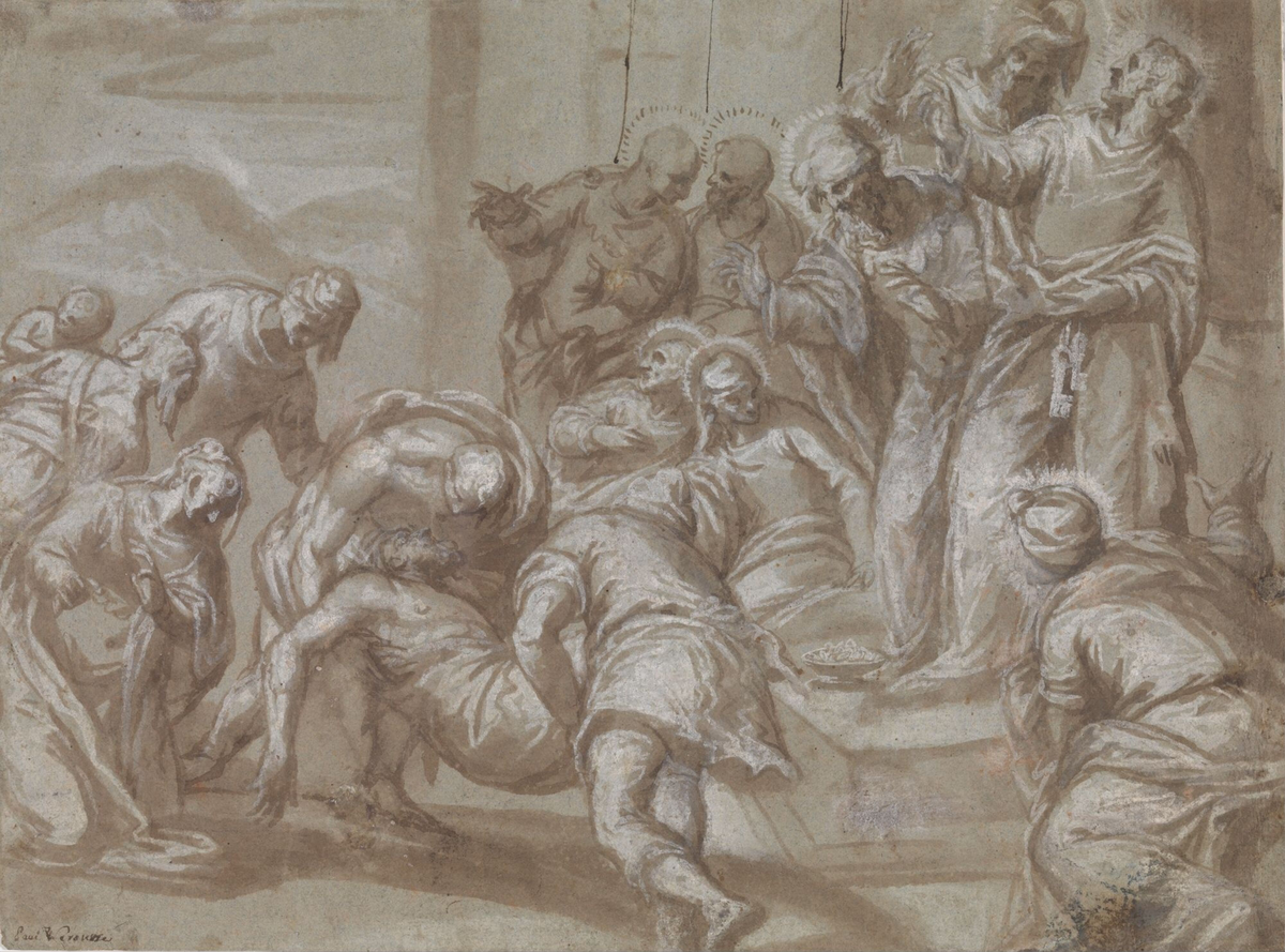 Religiøs scene [Tegning]