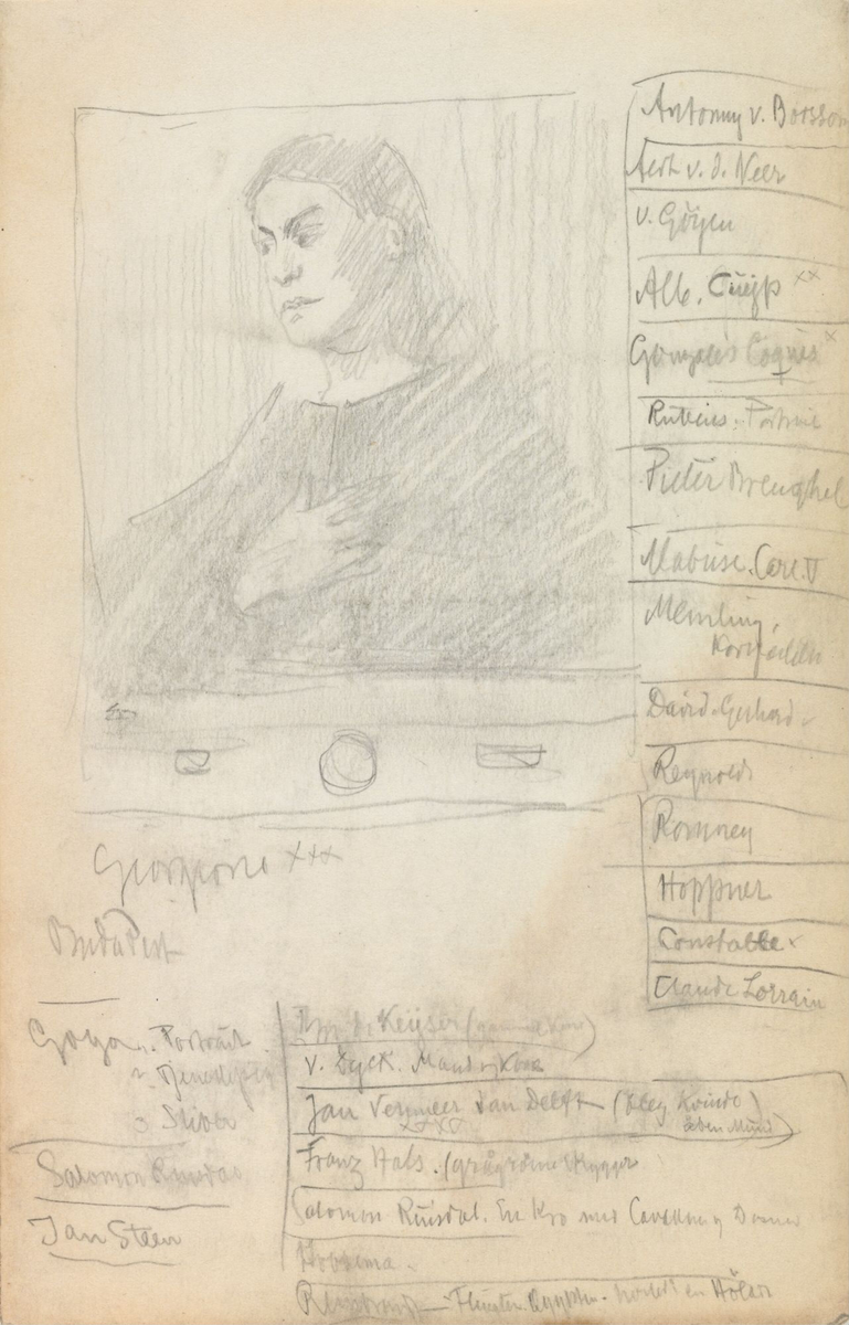Portrett av en ung mann. Etter Giorgione [Tegning]