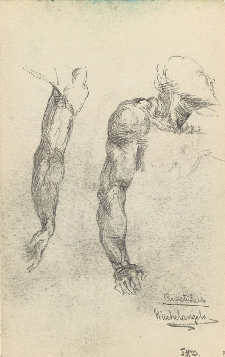 Armstudier. Etter Michelangelo [Tegning]