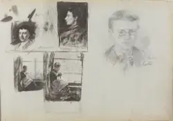 Portrettstudier; Gunnar Heiberg; Sittende ung kvinne i vindu