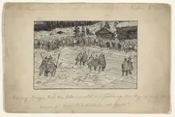 Da lot kong Inge blåse hæren opp fra byen og lot fylke. Til 