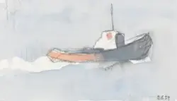 Slepebåt, Antwerpens havn [Tegning]