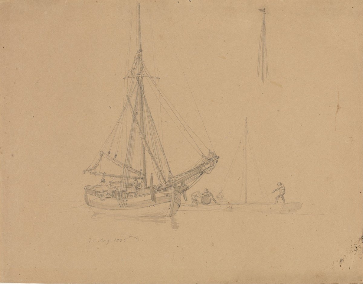 Båt- og figurstudier [Tegning] -Nasjonalmuseet, billedkunstsamlingene ...