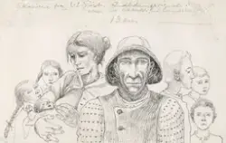 Fiskeren Isak med familie [Tegning]