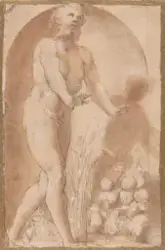 Naken gammel mann [Tegning]