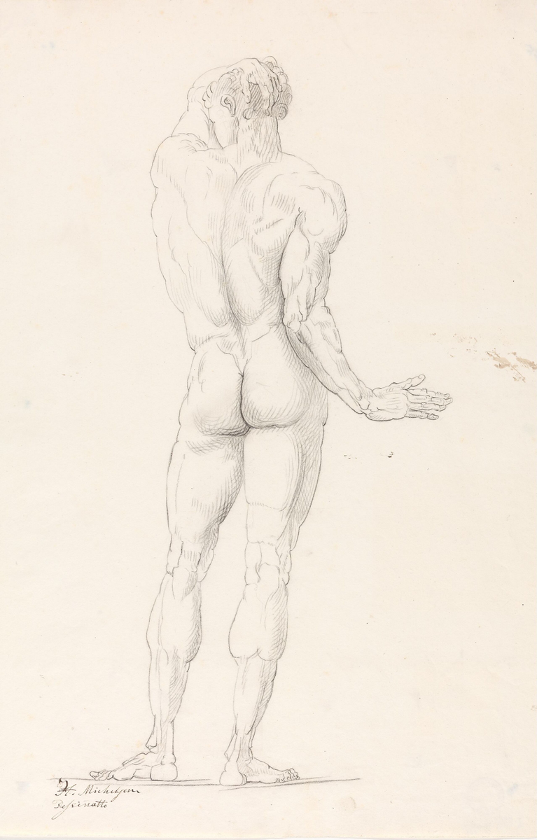 Ryggvendt mannsakt [Tegning]