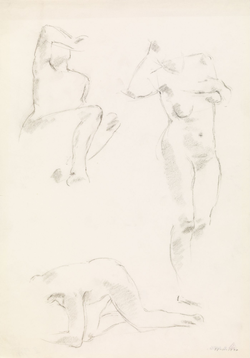 Tre kvinneakter [Tegning]