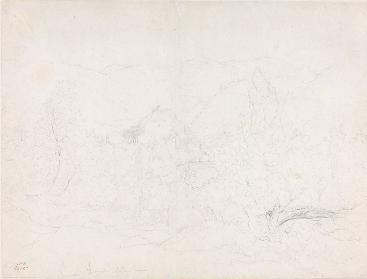 Landskap, Papigno [Tegning]