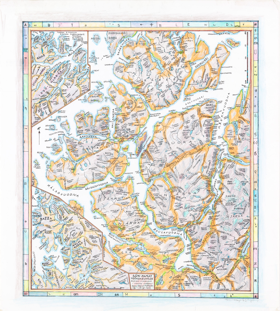 Sámi namat Tråm’sa guovllos (Stedsnavn i Troms) [Tegning]