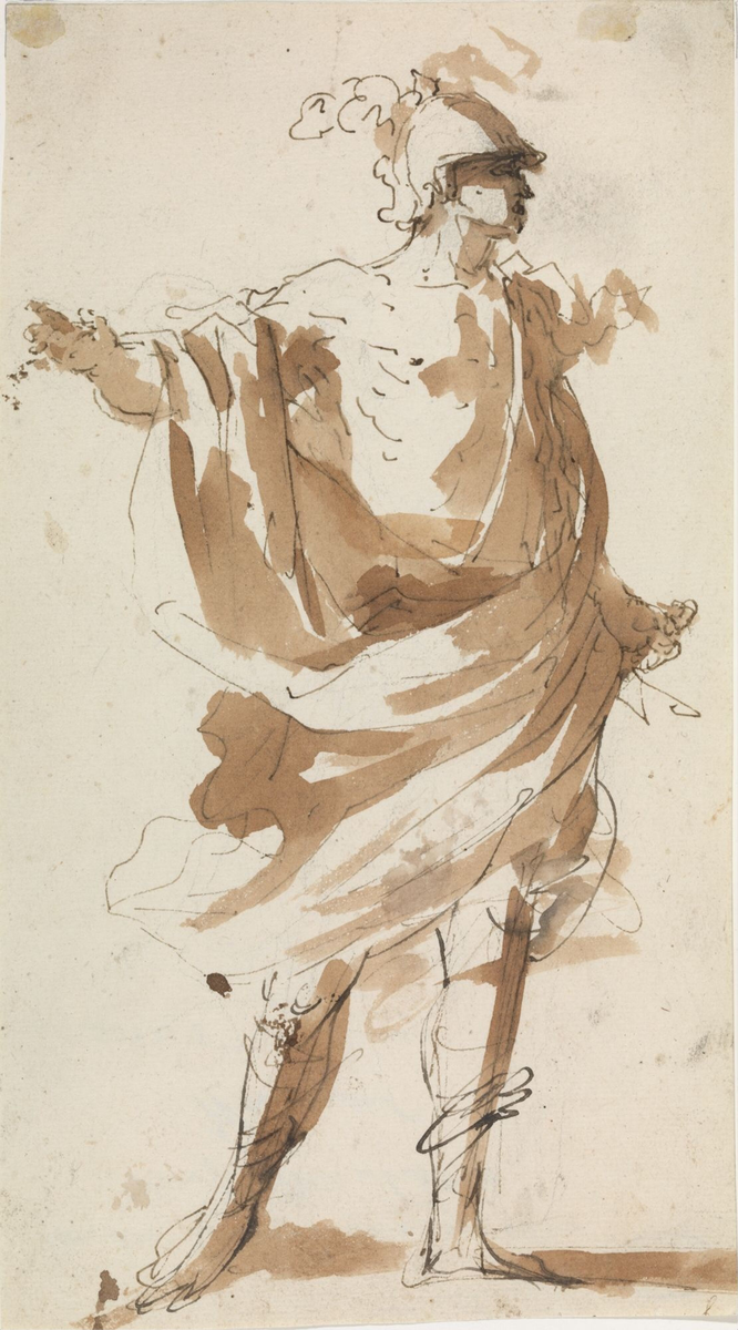 Stående mann i rustning [Tegning]