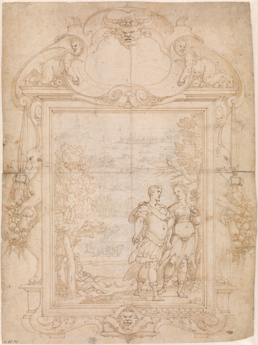 To figurer i landskap [Tegning]
