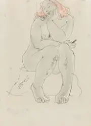 Sittende akt [Tegning]