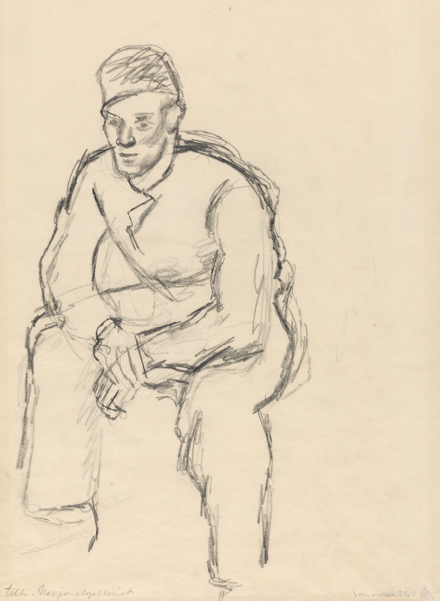 Sittende mann. Feieren [Tegning]