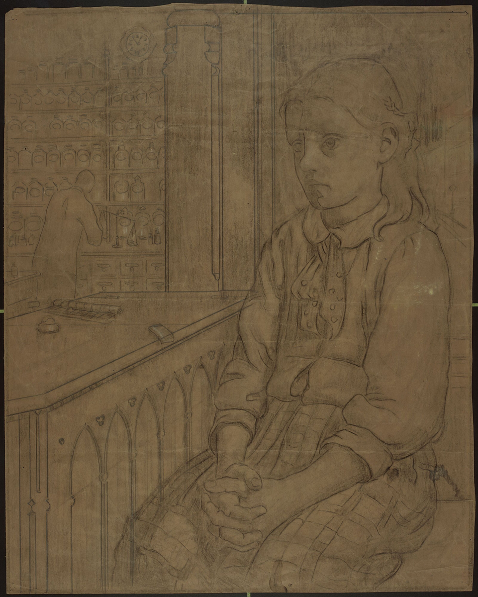 Pike i apotek [Tegning]