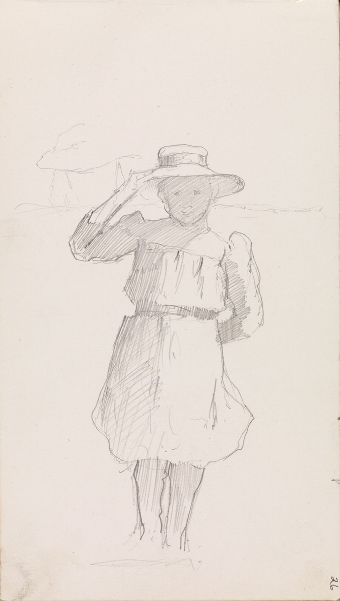 Liten pike med hatt [Tegning]