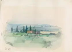 Italiensk landskap [Tegning]