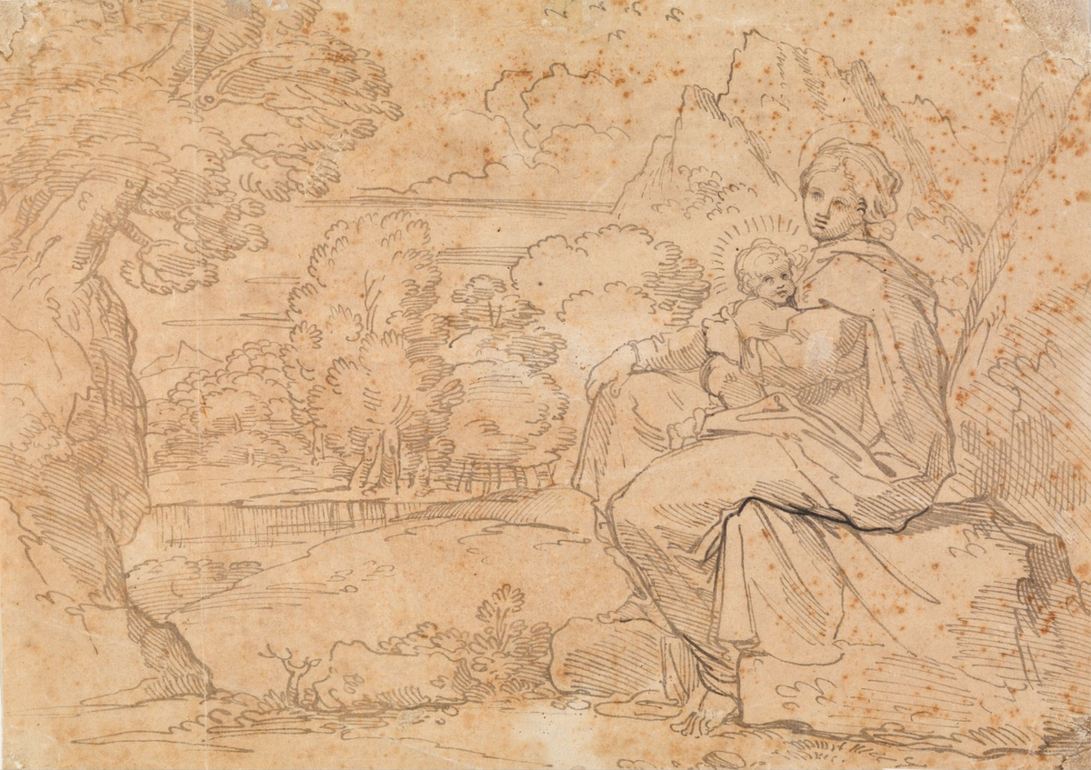 Maria med Jesusbarnet [Tegning]