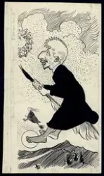 Wiers Jenssen på vei til "Olympen" [Tegning]