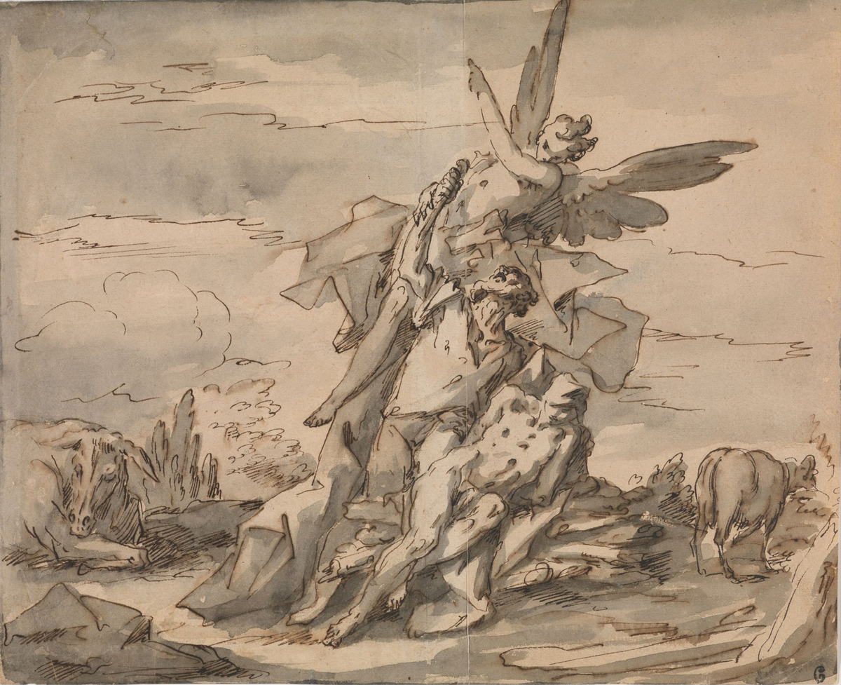 Abraham ofrer Isak [Tegning]