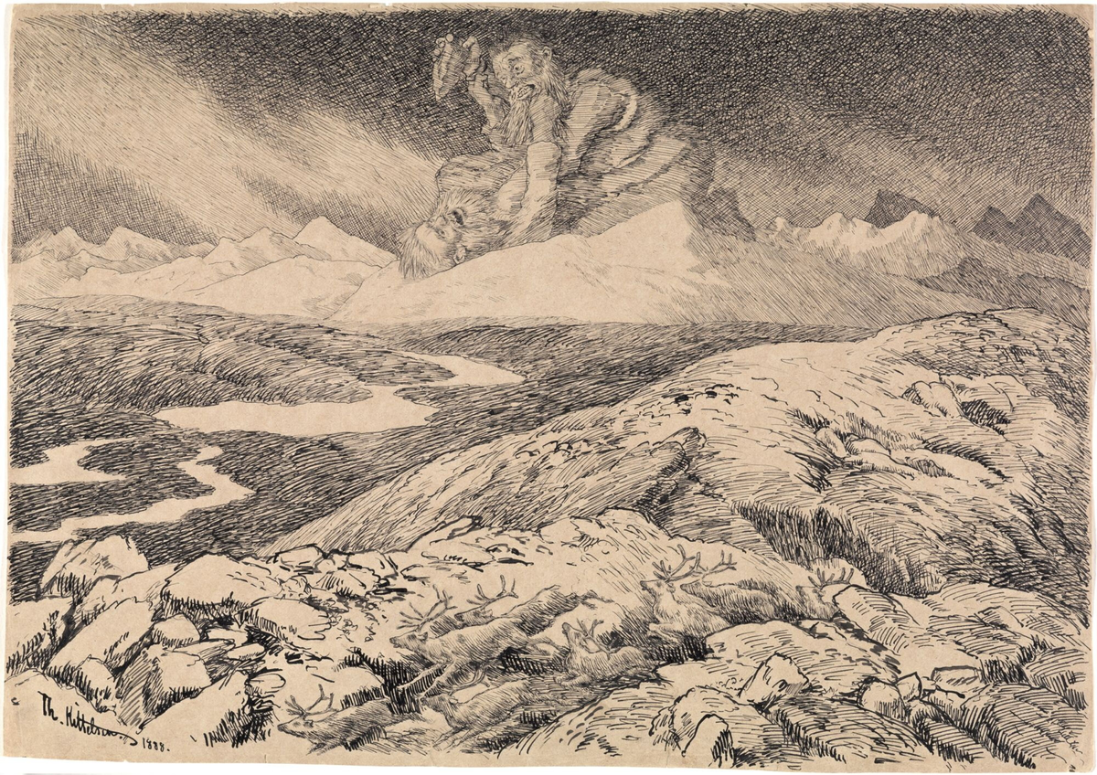En jutulkamp [Tegning]