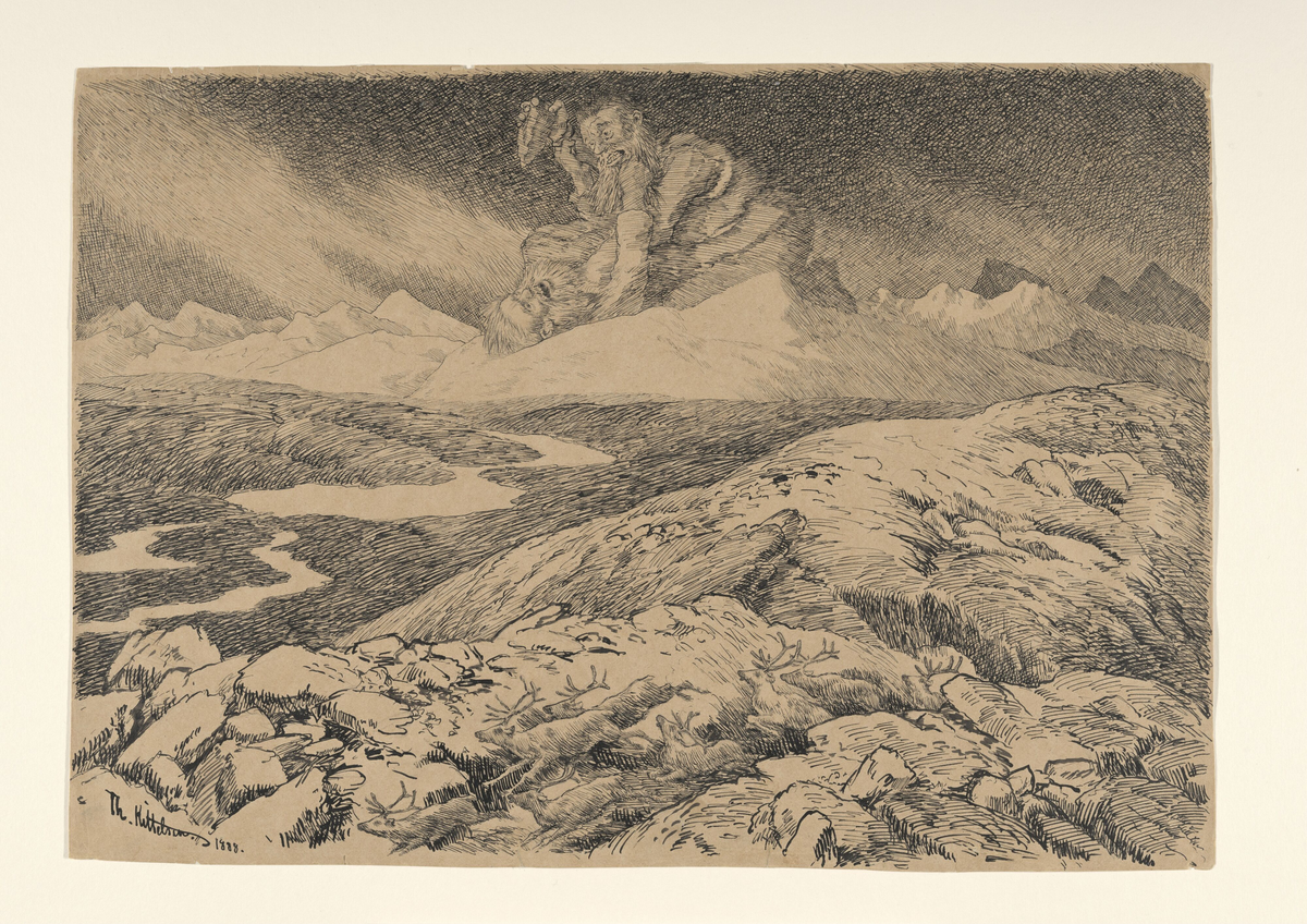En jutulkamp [Tegning]