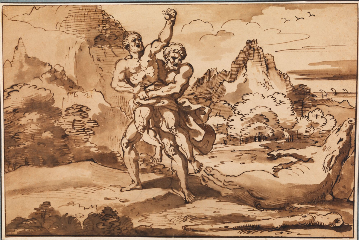 Herkules og Anteus [Tegning]
