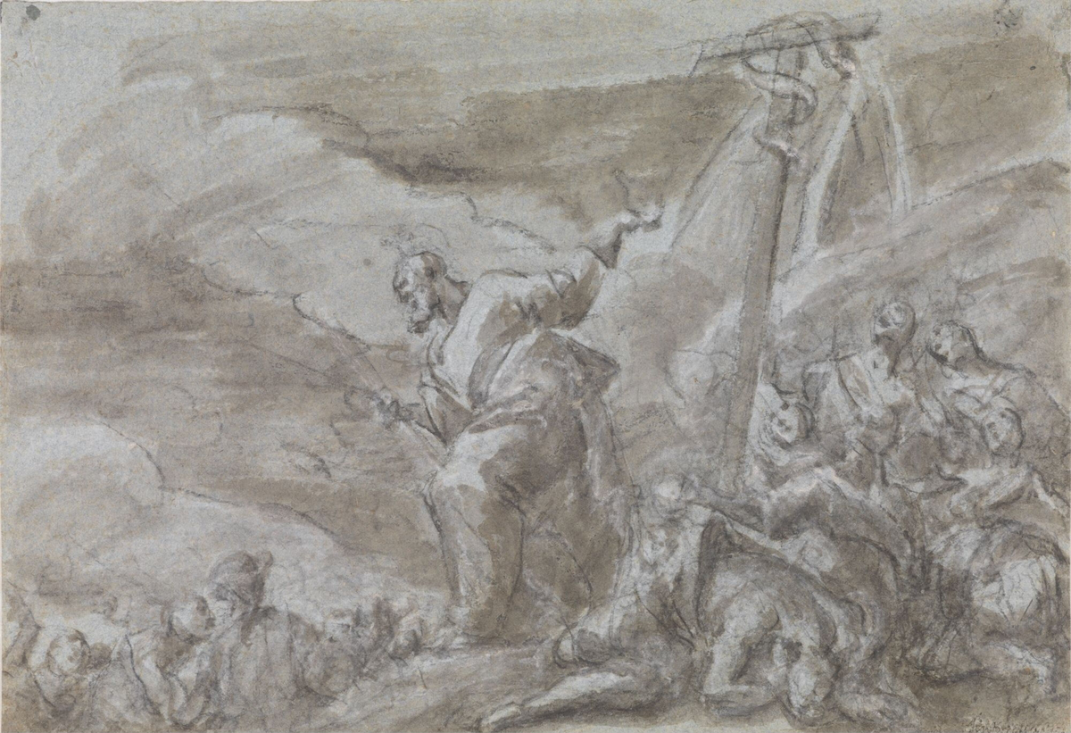 Moses med kobberslangen [Tegning]