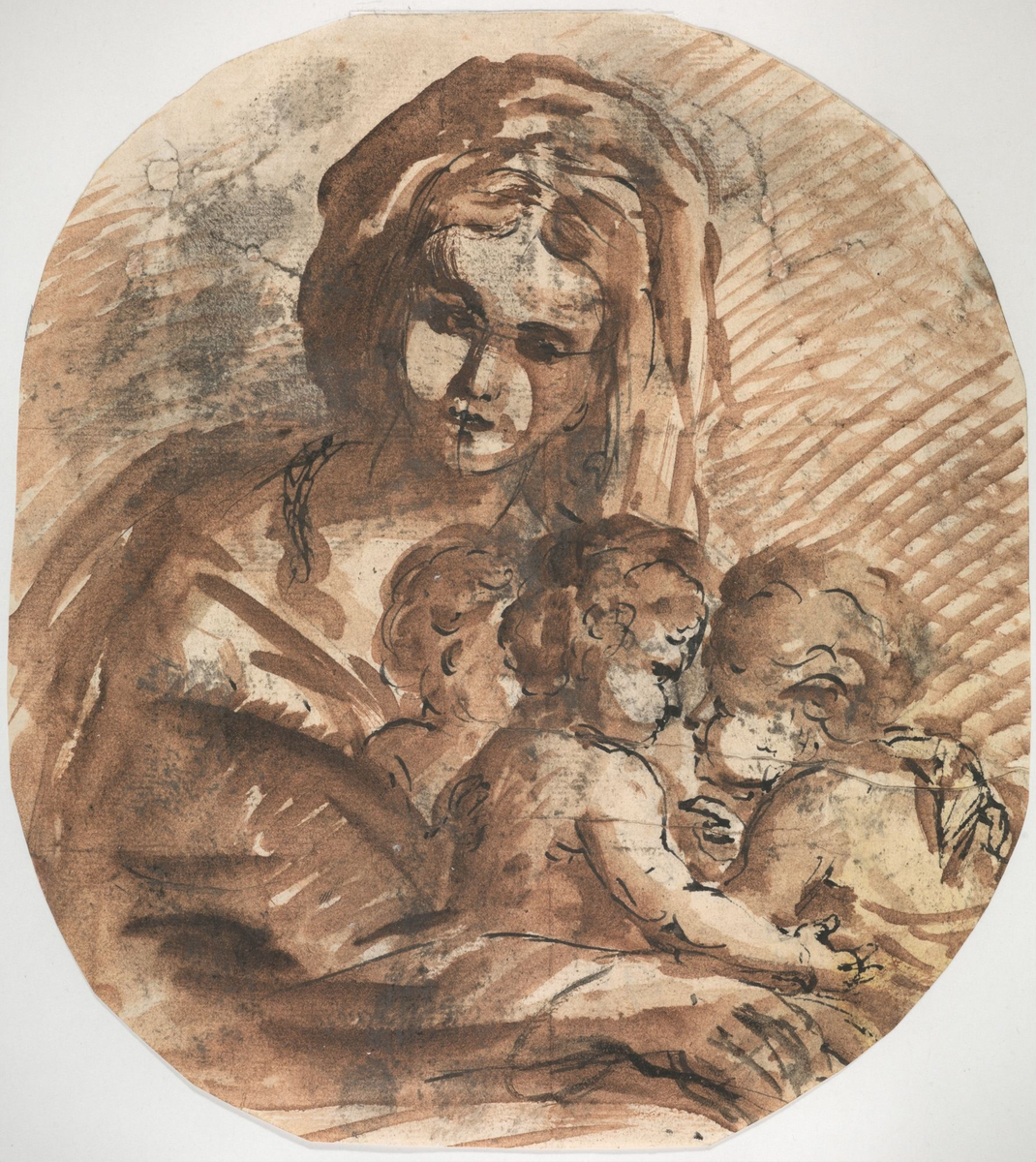 Maria med Jesusbarnet og Johannes [Tegning]